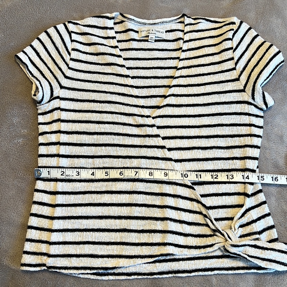 Madewell Texture & Thread Short-Sleeve Wrap Top in Stripe - Picture 11 of 12
